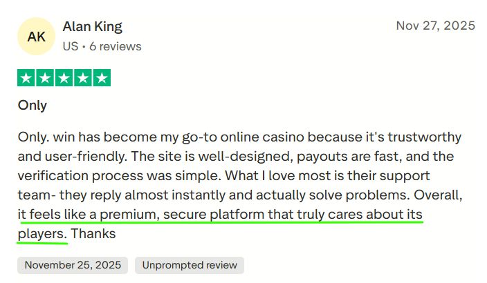 Alan King review screen