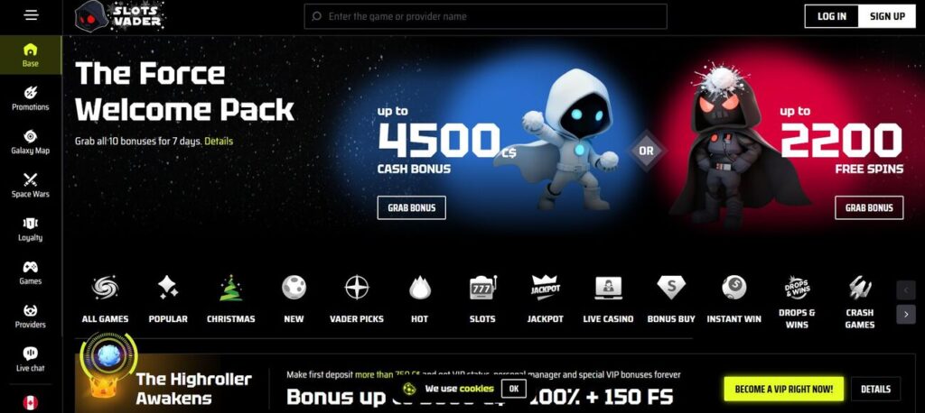 Slot Vader welcome bonus